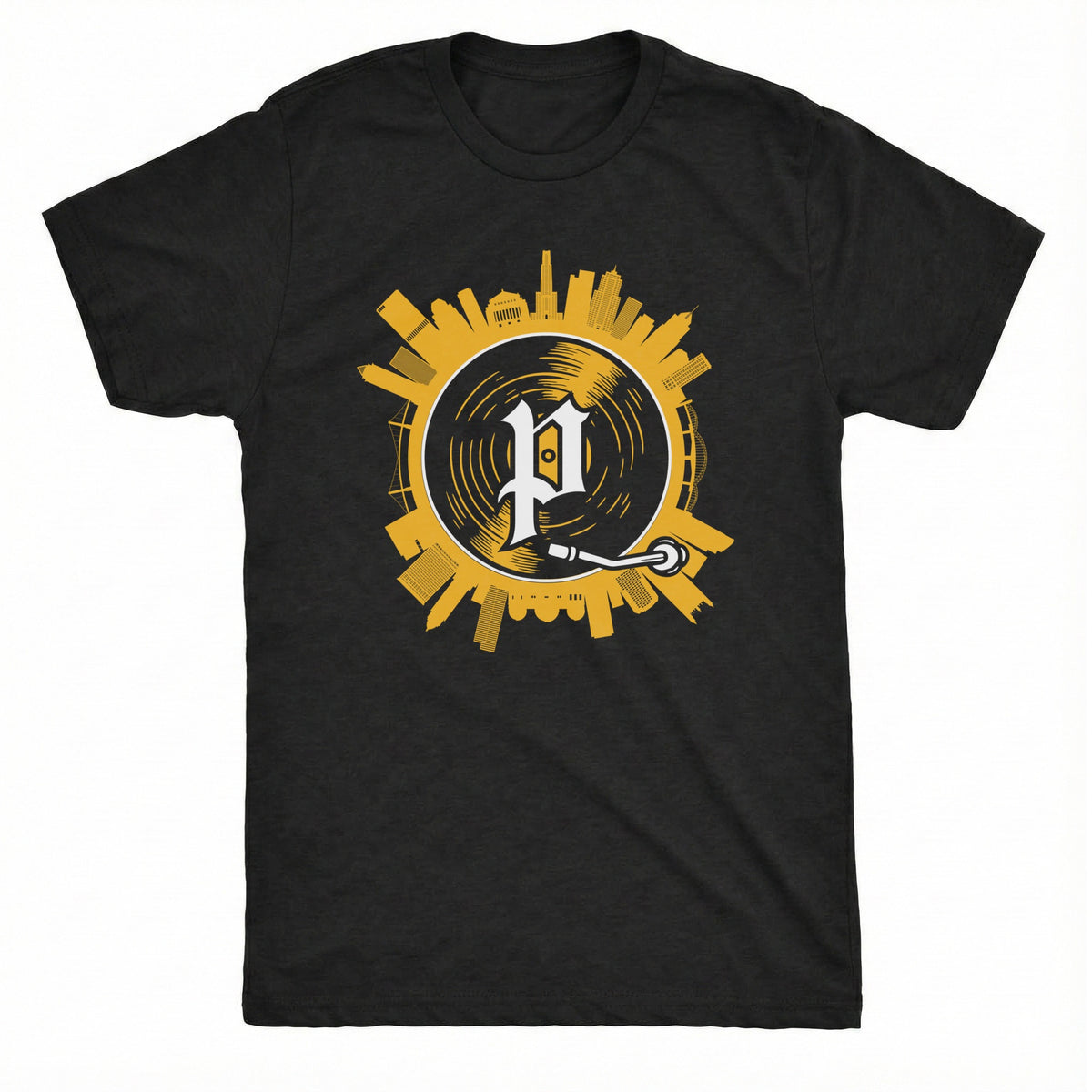 Pittsburgh on Spin Tee Black Mockup