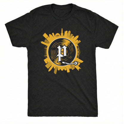 Pittsburgh on Spin Tee Black Mockup