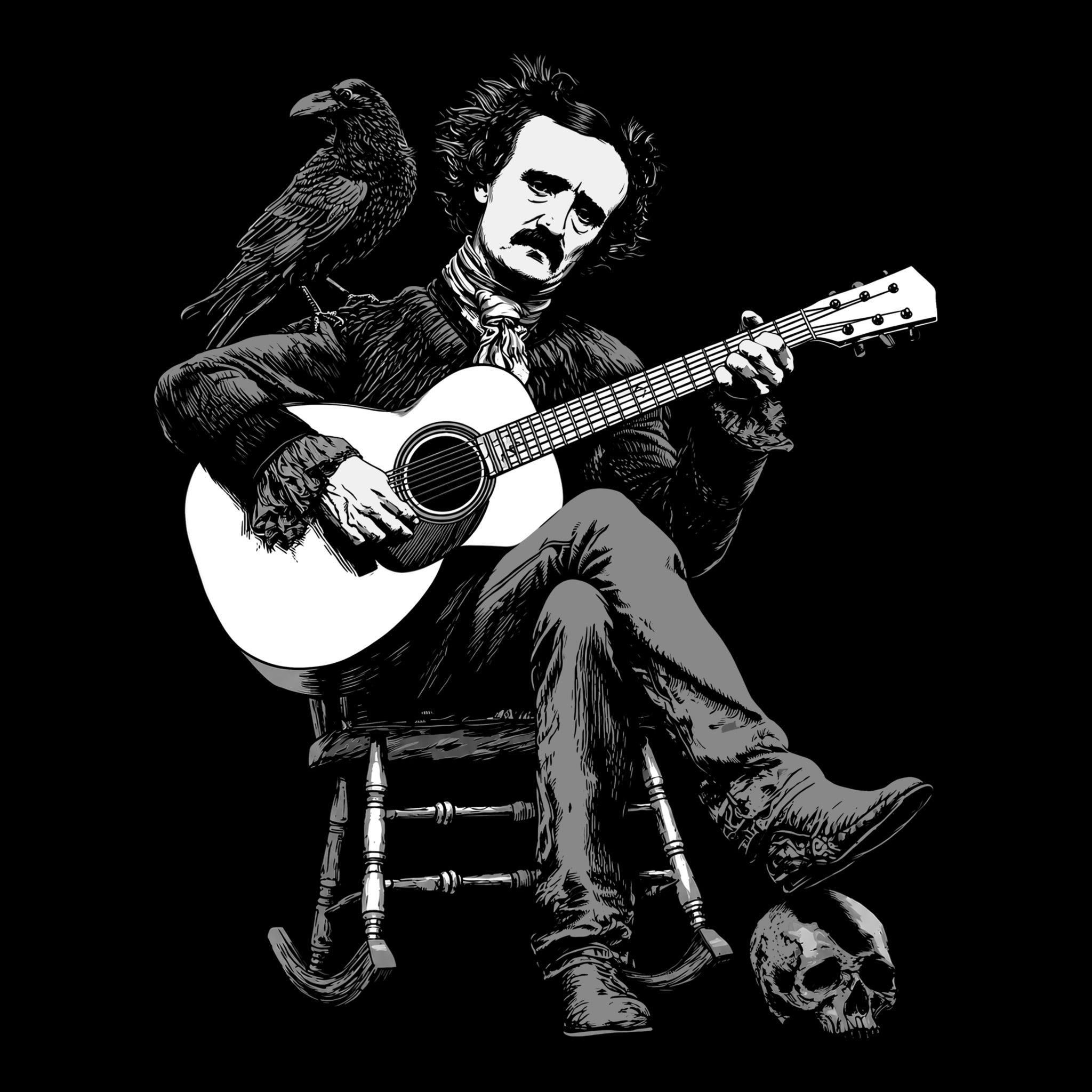 Poe Portrait Tee Black Design