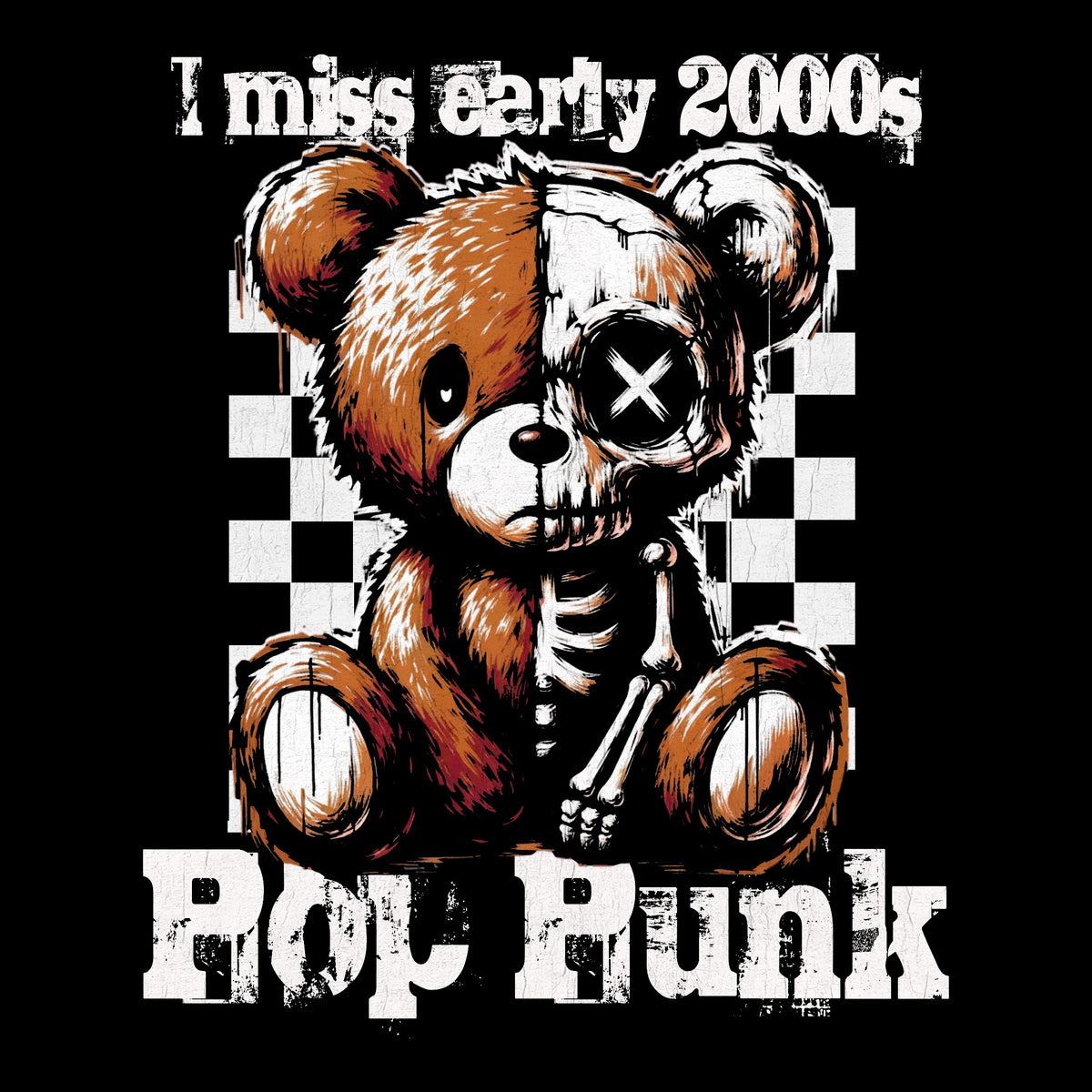 Pop Punk Bear Tee Black Design