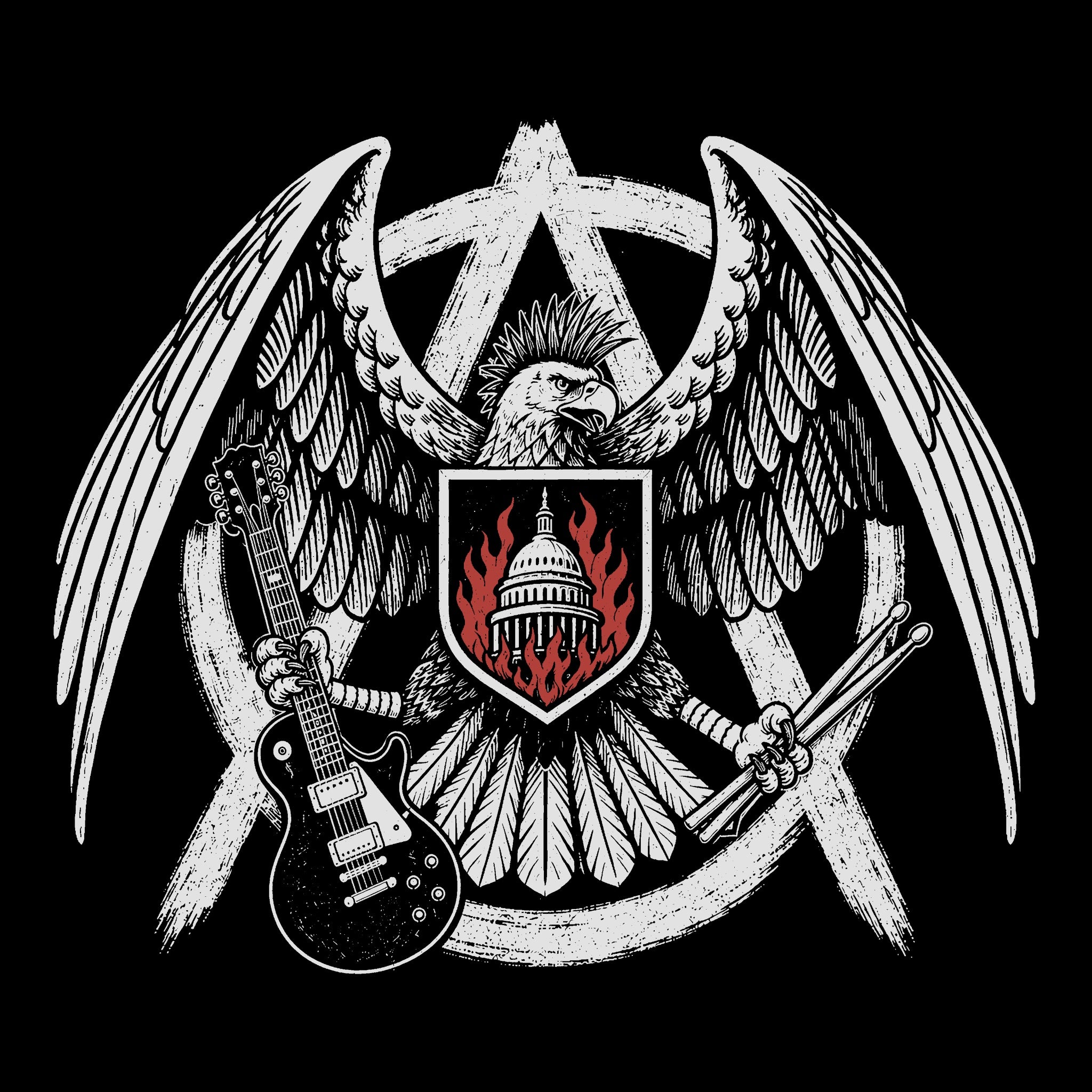 Punk Eagle Tee Design Black
