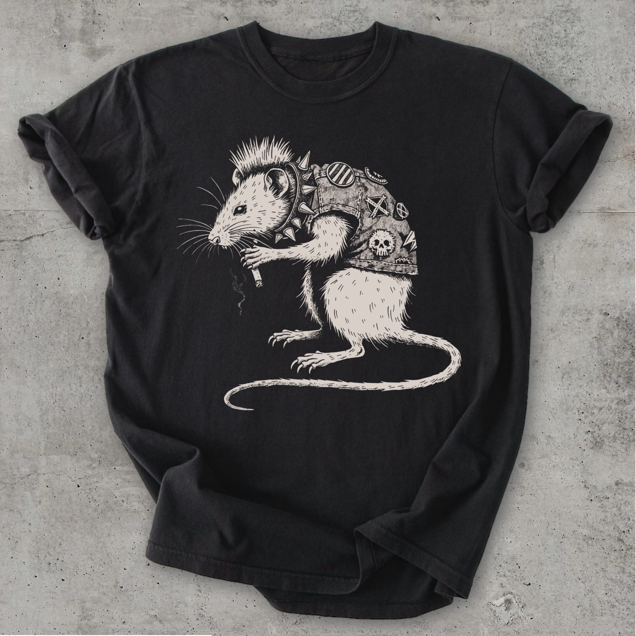 Punk Rat Tee Black Mockup