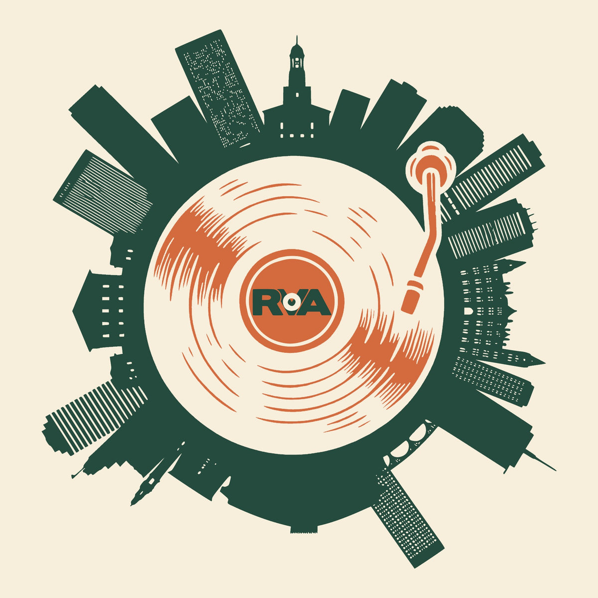 RVA On Spin Tee Natural Design