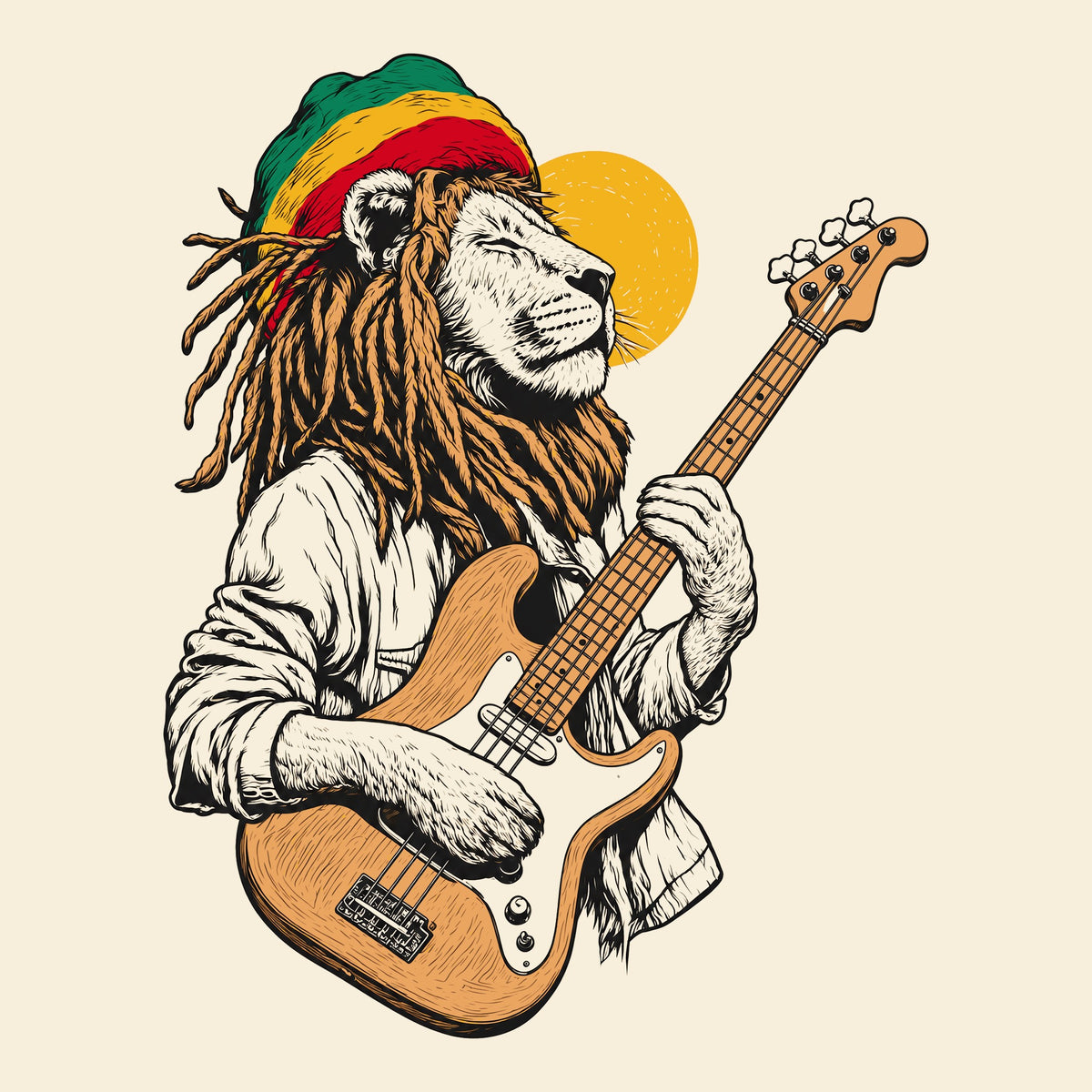 Rasta Lion Tee Natural Design