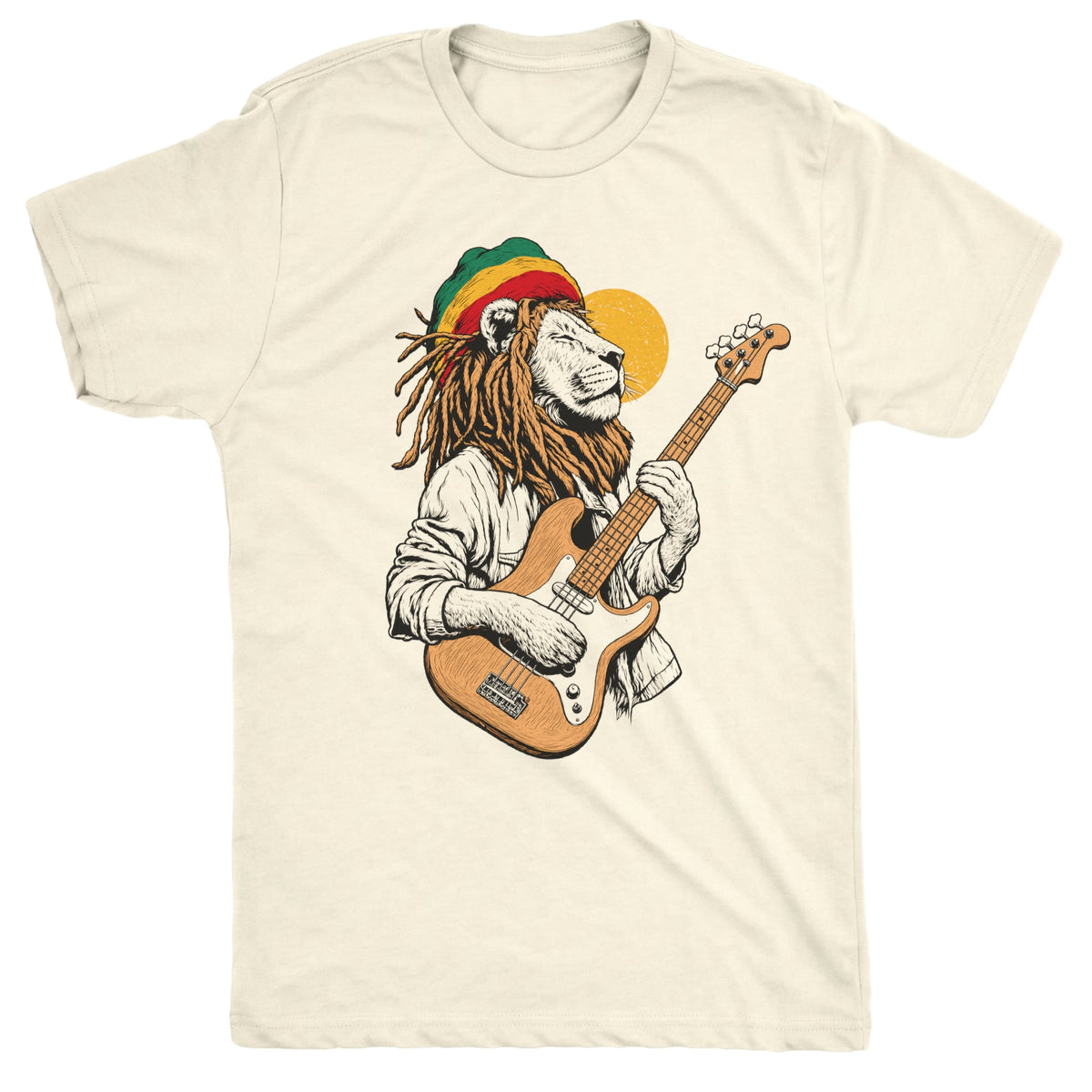 Rasta Lion Tee Natural Mockup