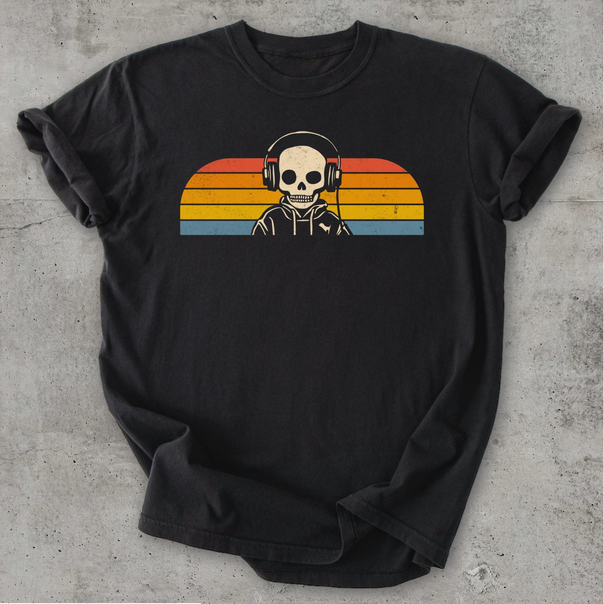 Retro Stripes Tee Black Mockup