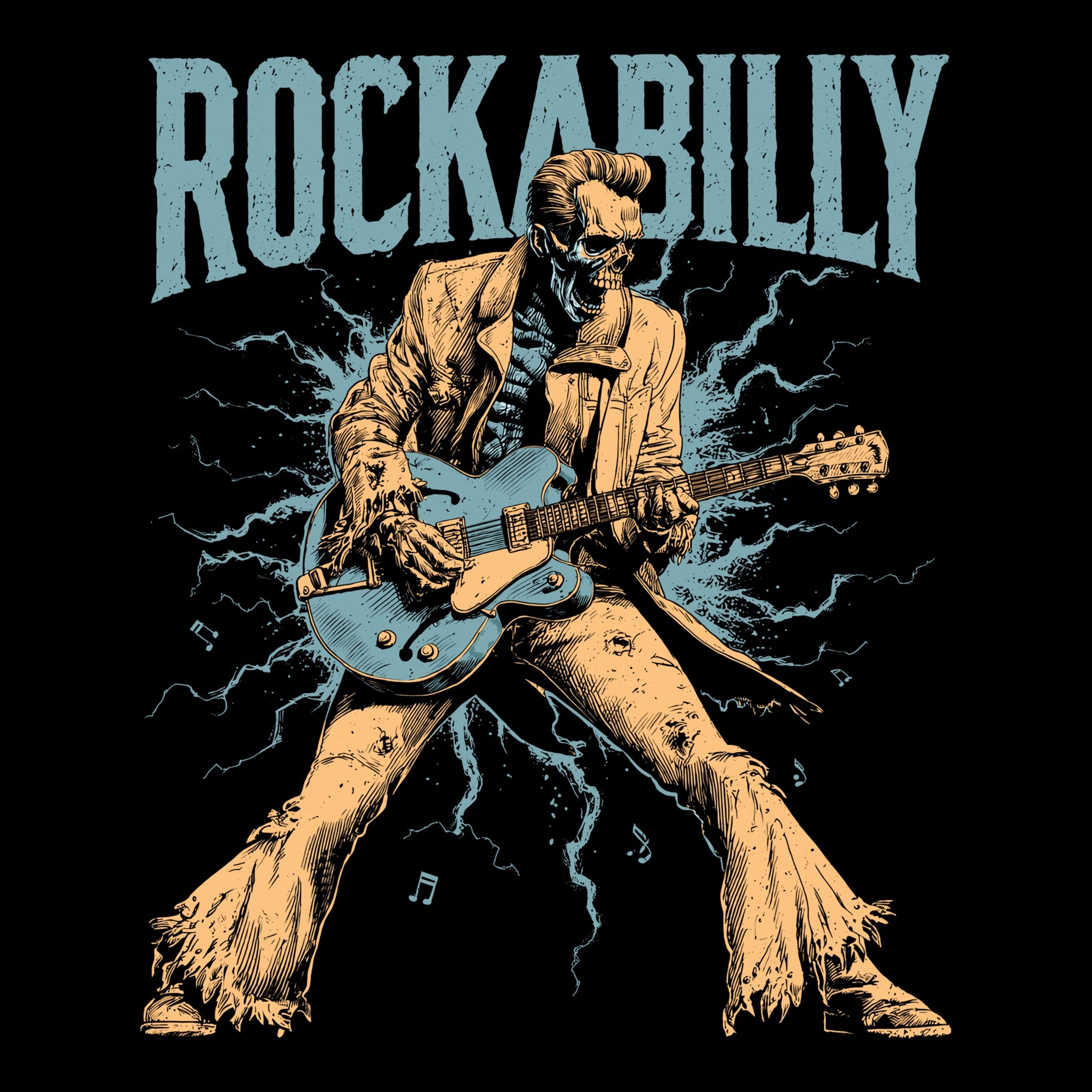Rockabilly Tee Black Design