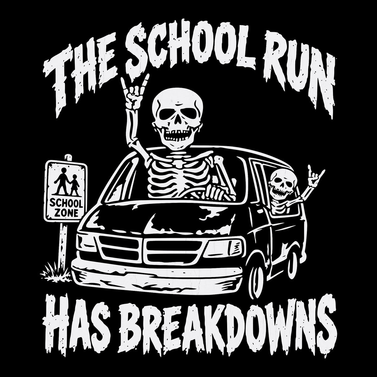 School Run Tee Black Design