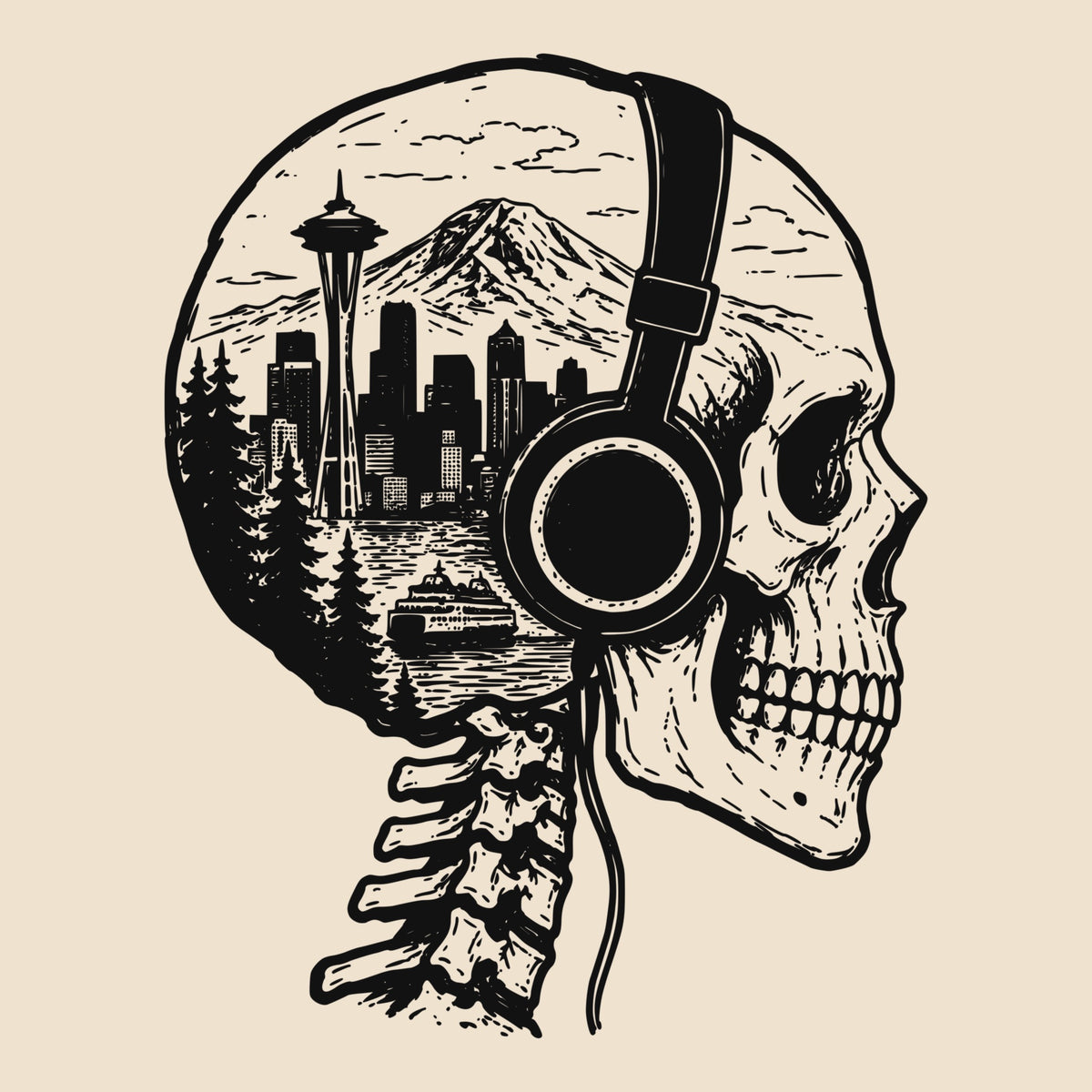 Seattle Brain Tee Natural Design