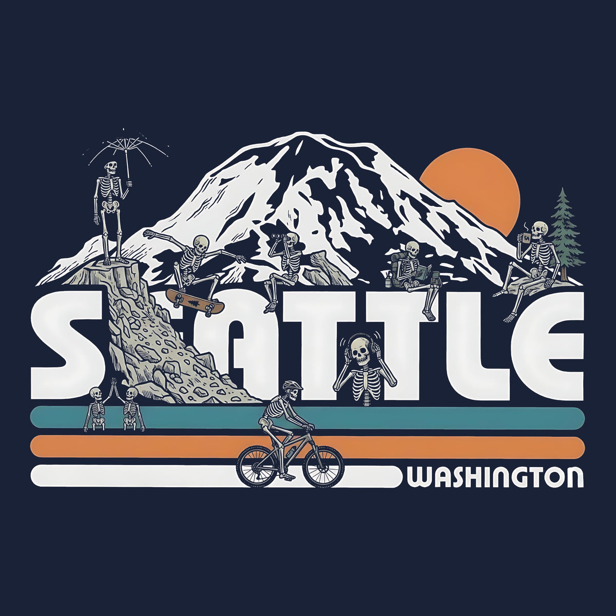Seattle Friends Tee Navy Design