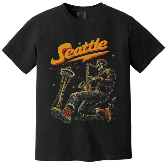 Seattle Sax Tee | Comfort Colors® 1717 Black