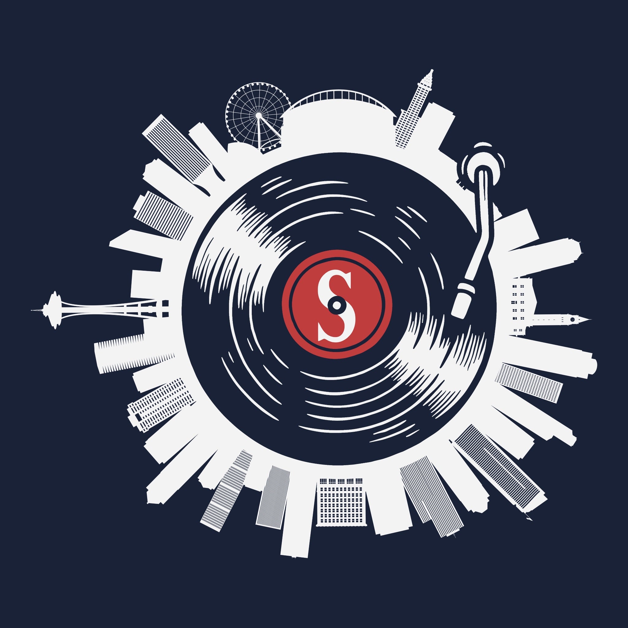 Seattle on Spin Tee Design Navy