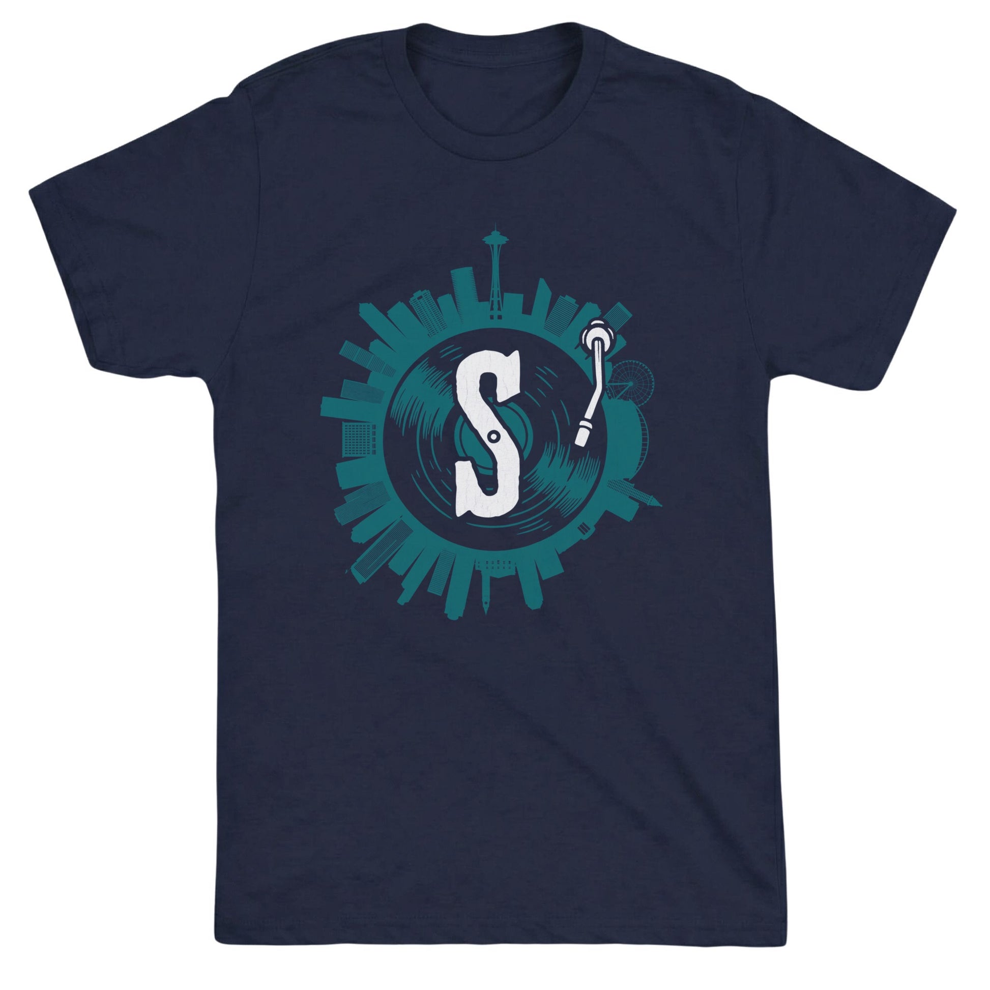 Seattle on Spin Tee Navy Mockup