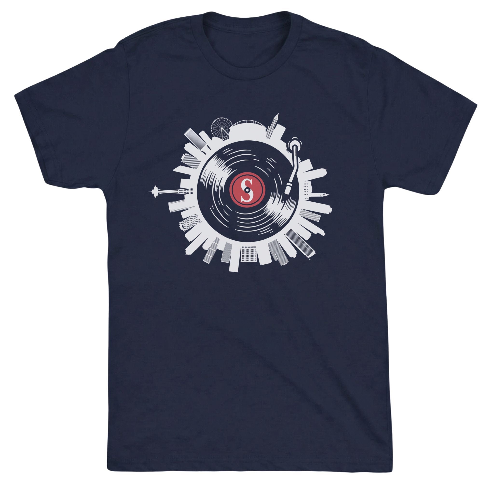 Seattle on Spin Tee Navy Mockup