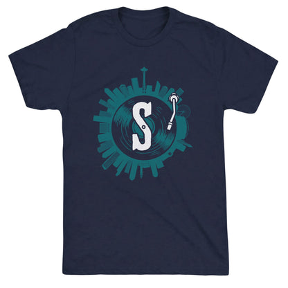 Seattle on Spin Tee Navy Mockup