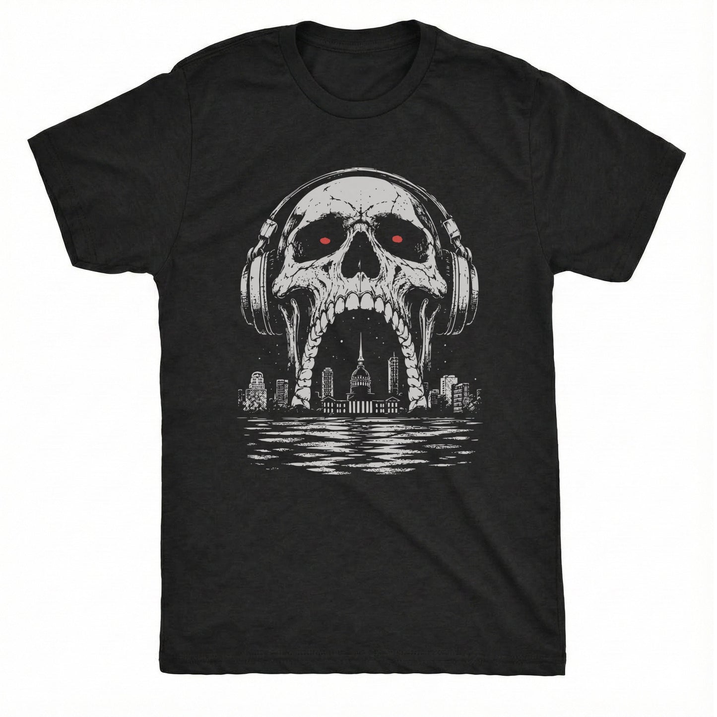 Skull Arch Tee Black Mockup
