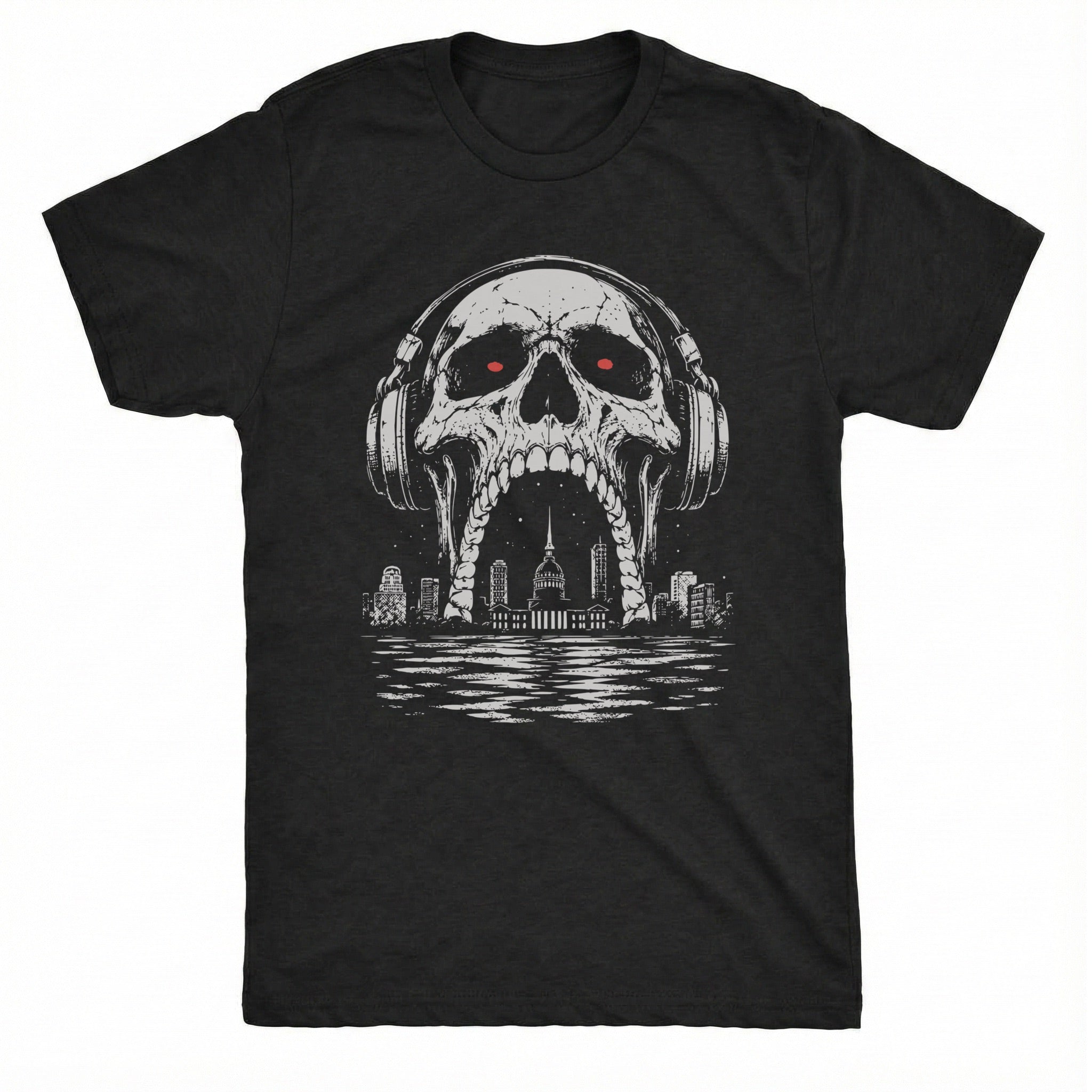 Skull Arch Tee Black Mockup