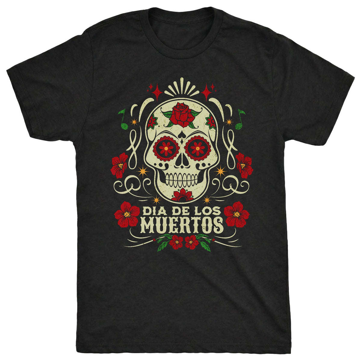 Skull & Flowers Tee Black Mockup