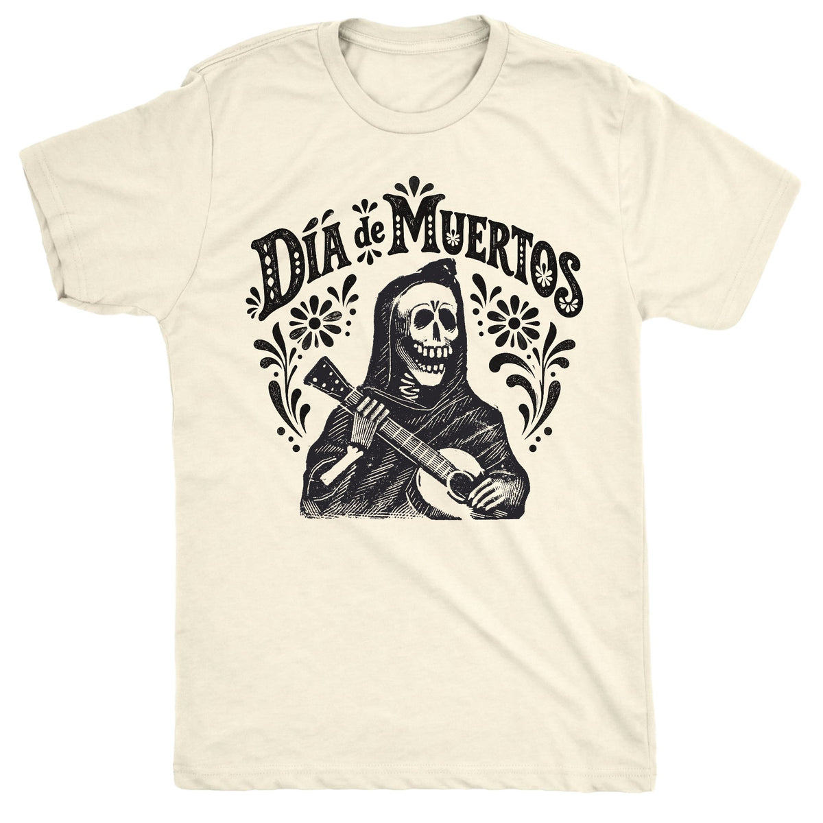 Skull with Guitar Tee Natural Mockup