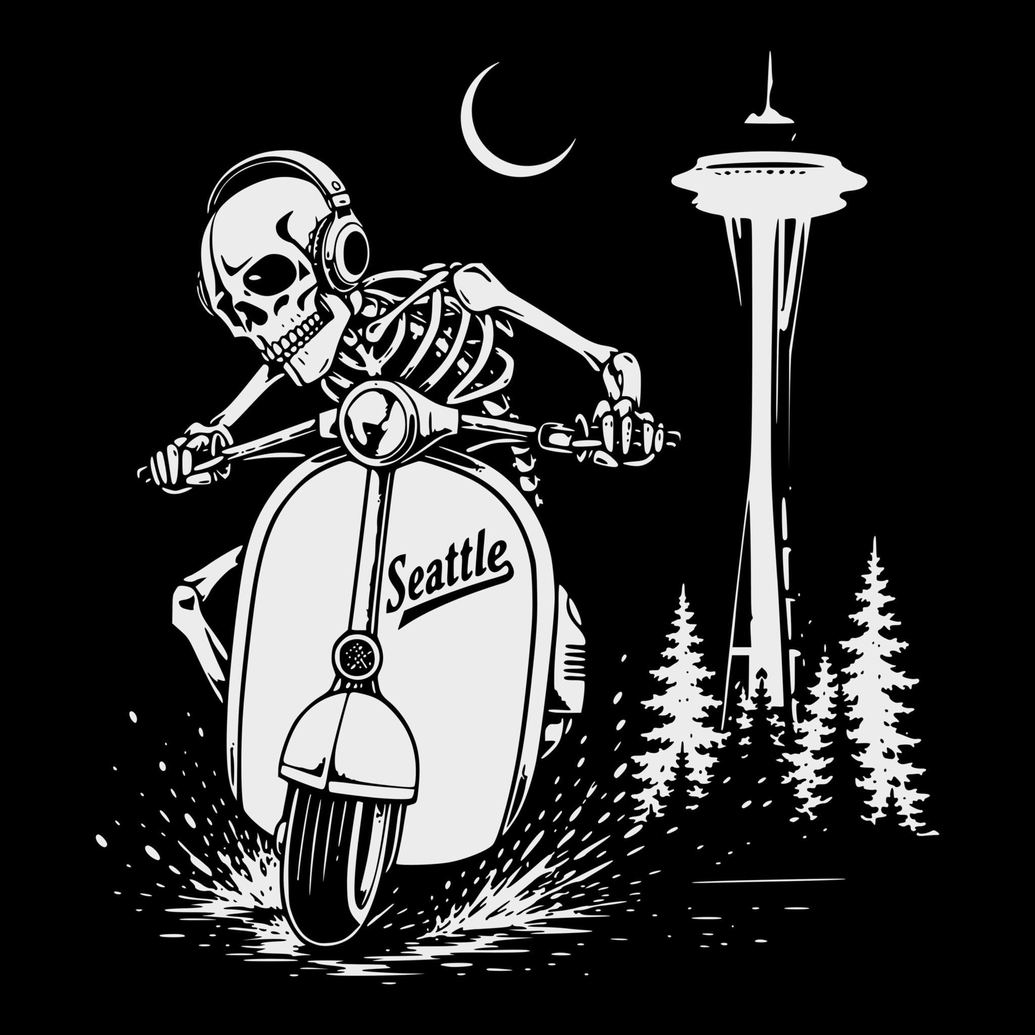 Space Scooter Tee Design Black