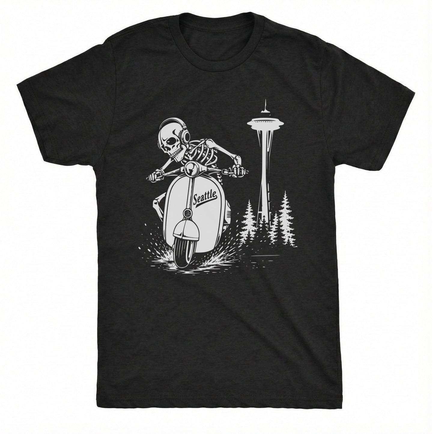 Space Scooter Tee Black Mockup