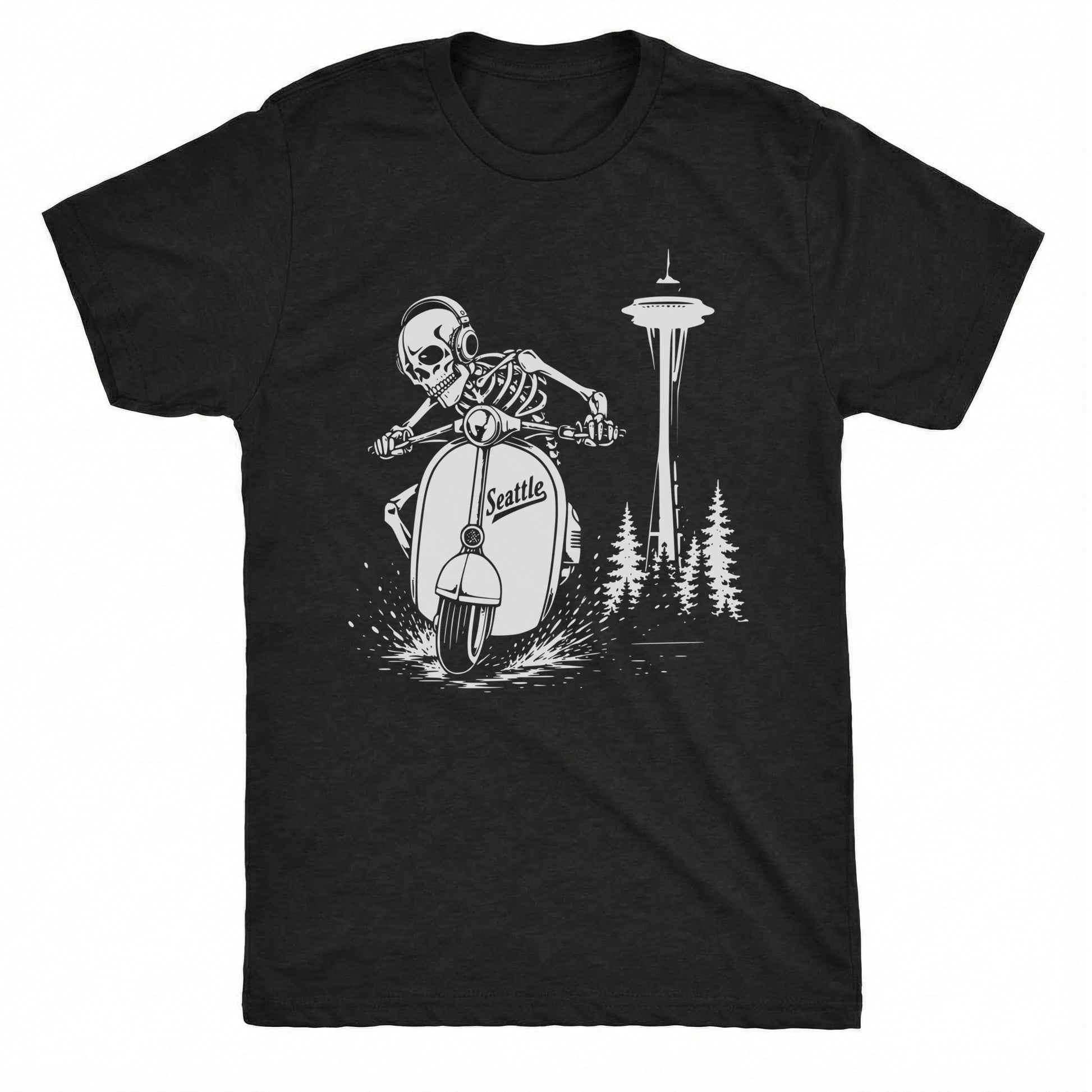 Space Scooter Tee Black Mockup