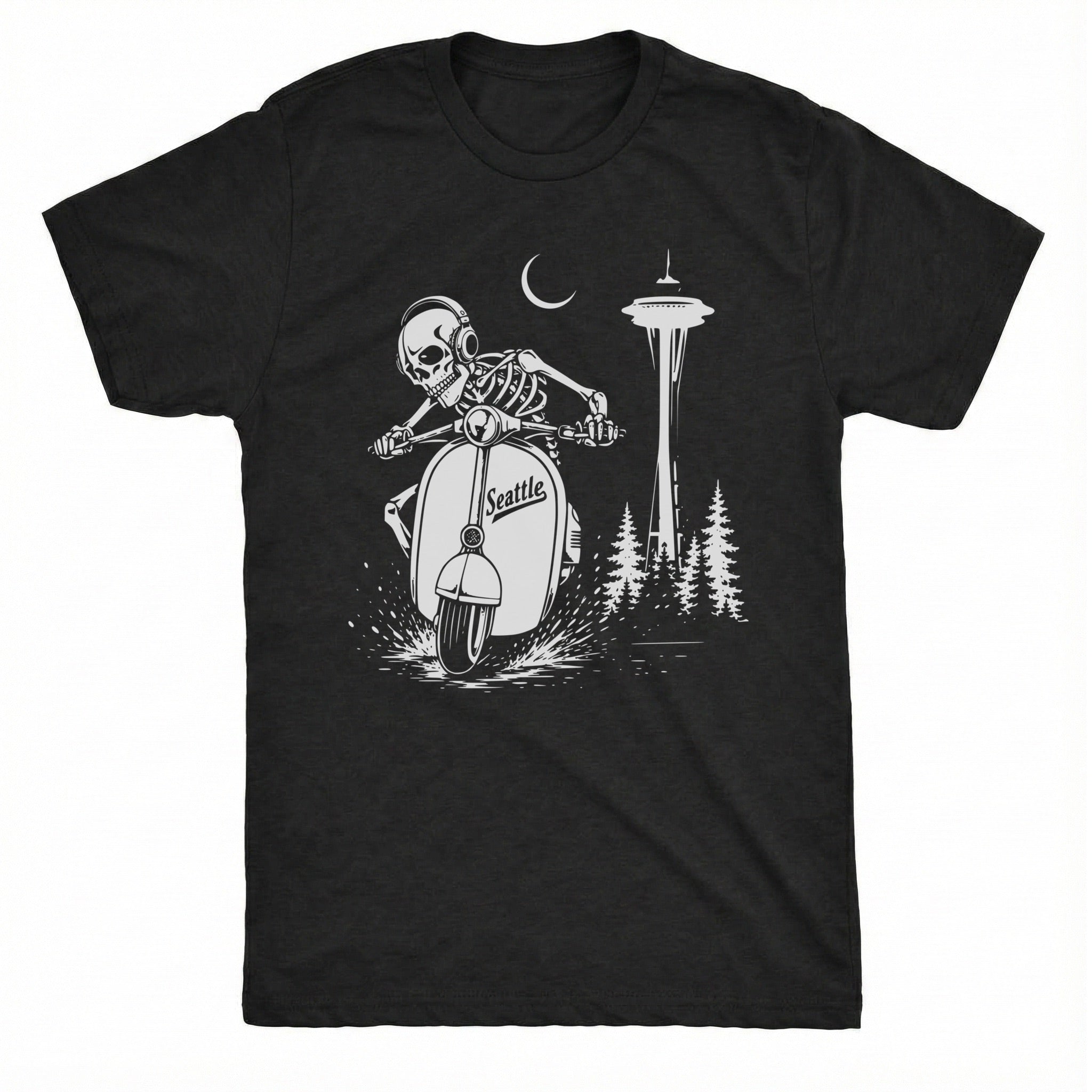Space Scooter Tee Black Mockup