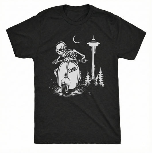Space Scooter Tee Black Mockup