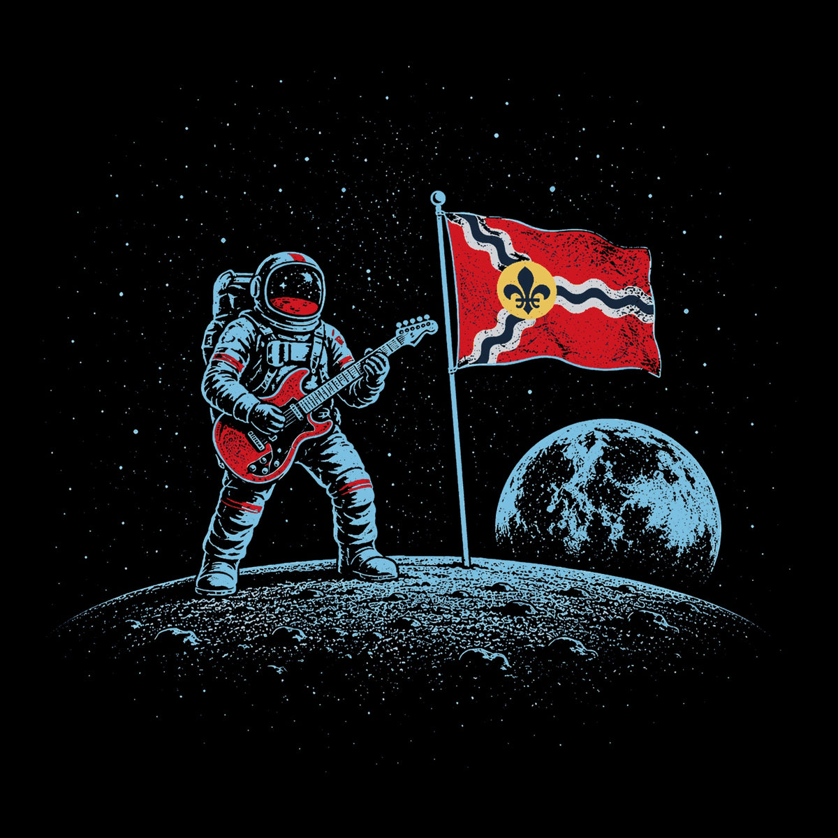 The Lou Moon Tee Black Design