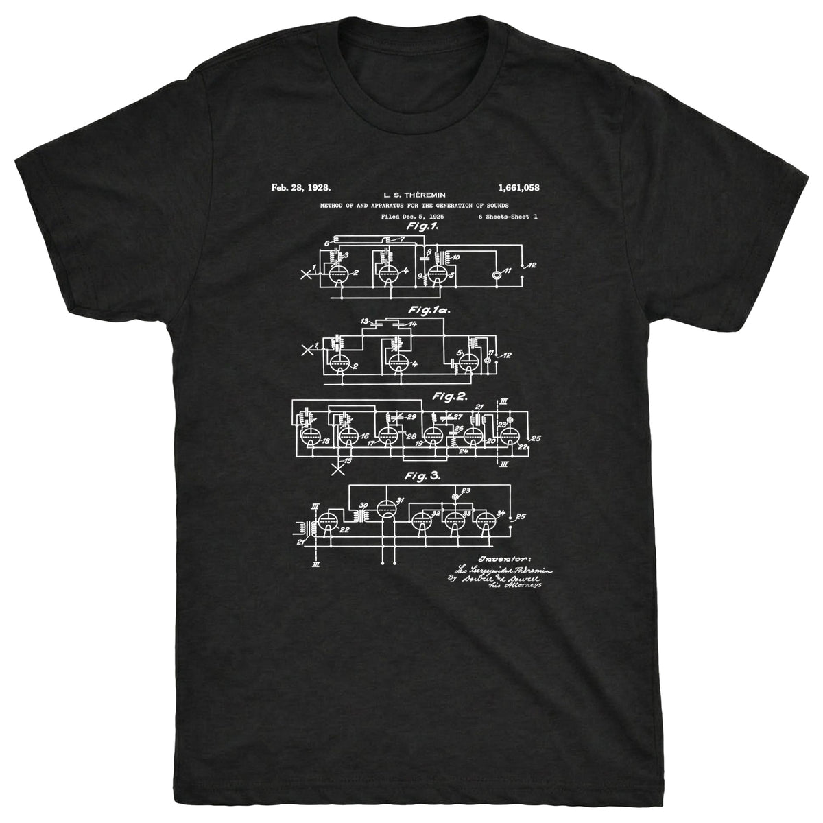 Therermin Patent Tee Black Mockup