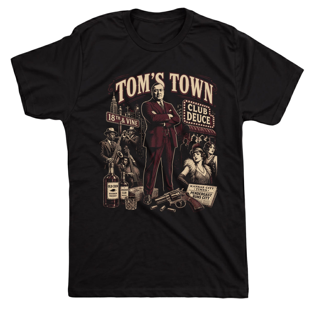 Tom's Town Tee Black Mockup