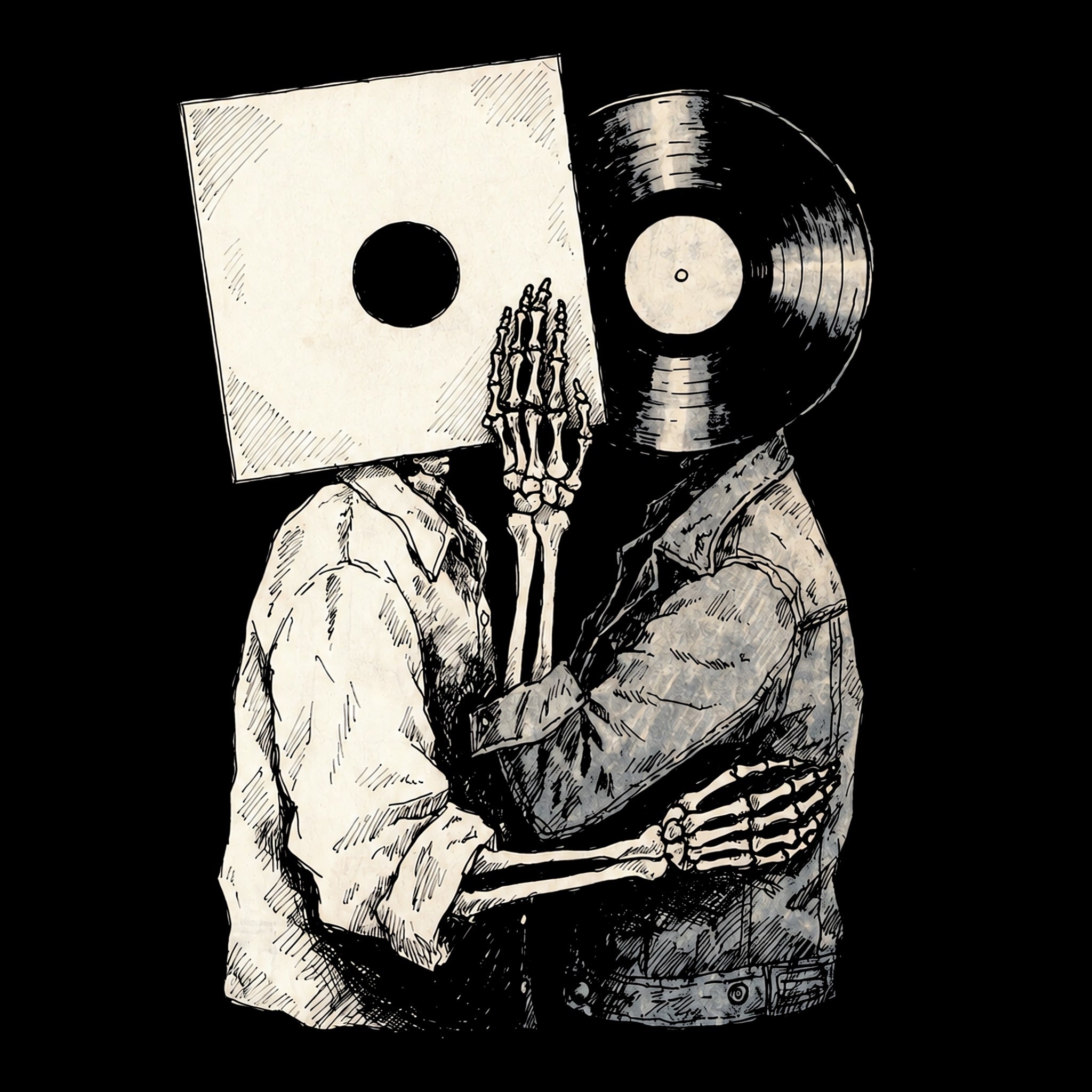 Vinyl Lovers Tee Black Design