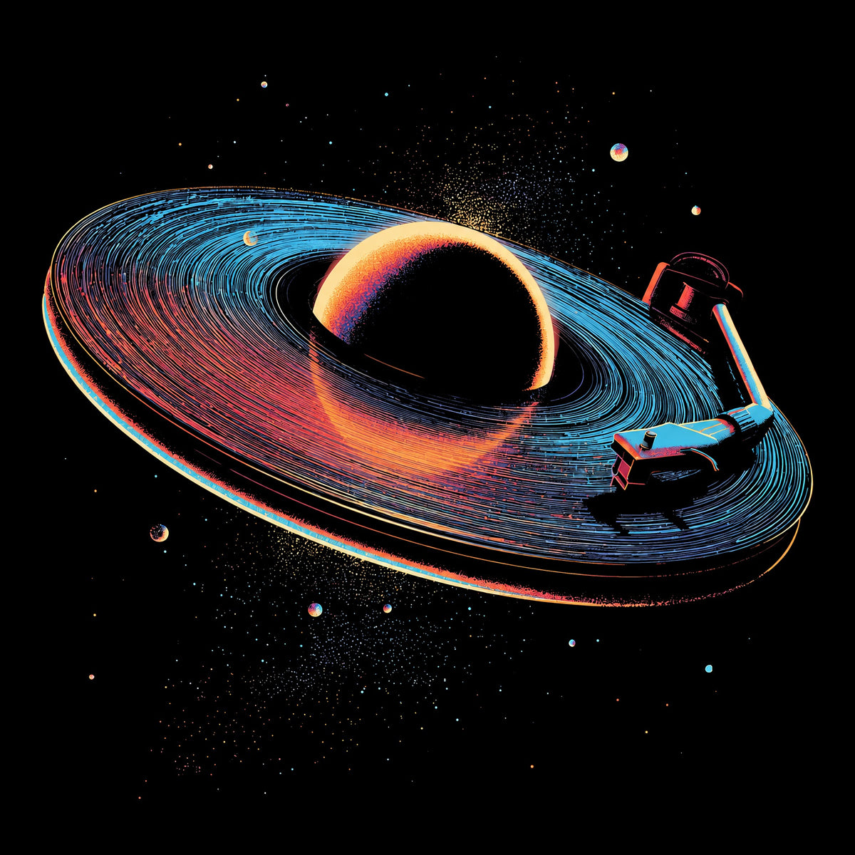 Vinyl Rings Tee Black Design