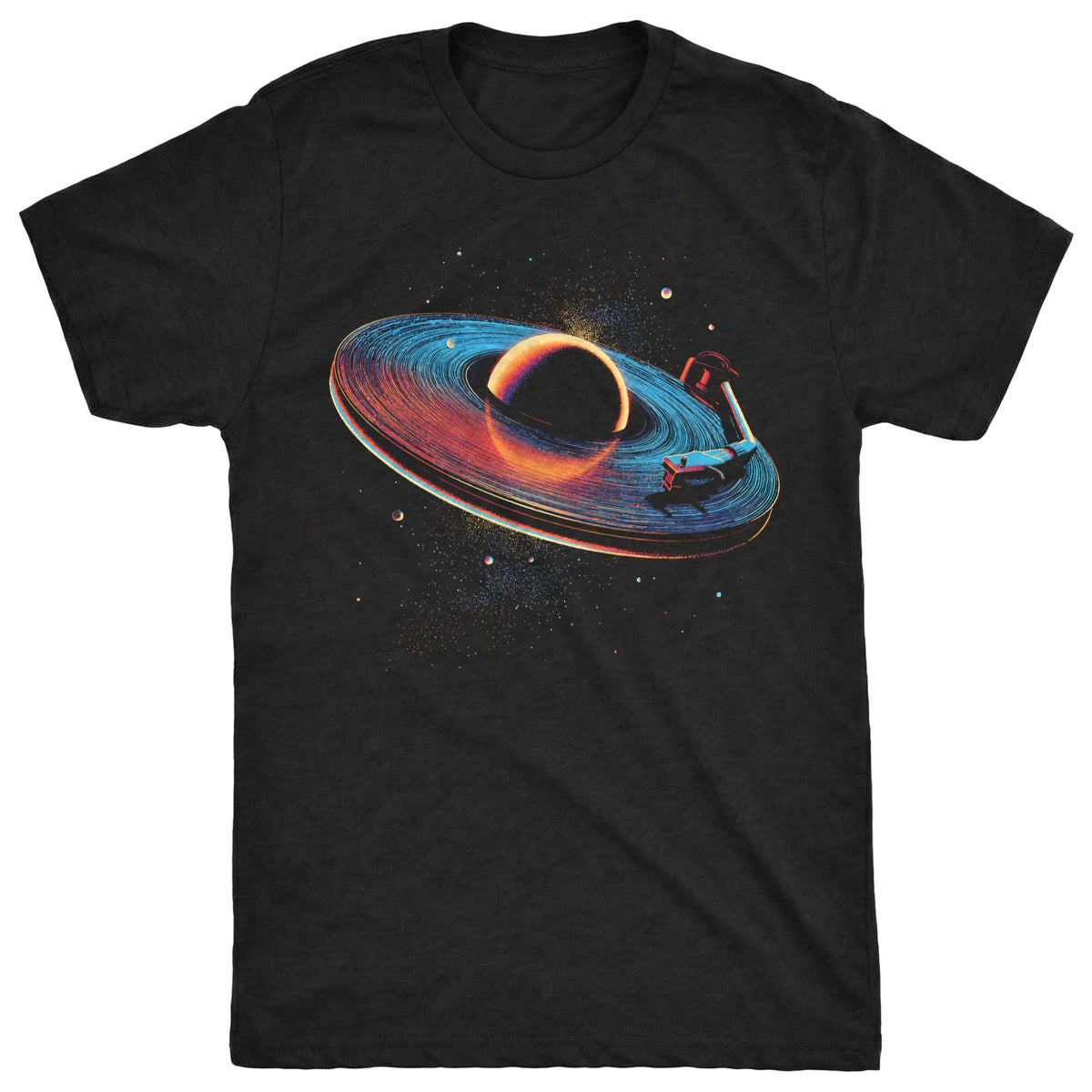 Vinyl Rings Tee Black Mockup