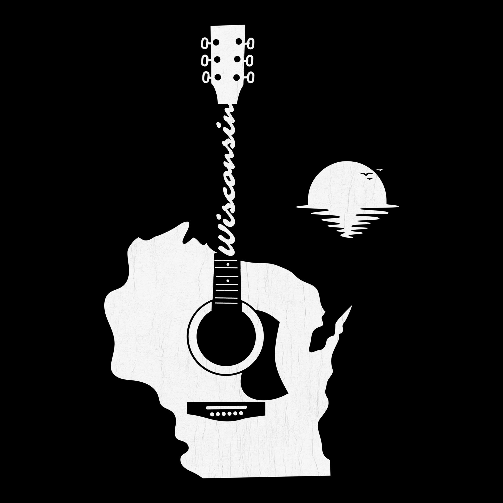 Wisconsin Guitar Tee Black Design