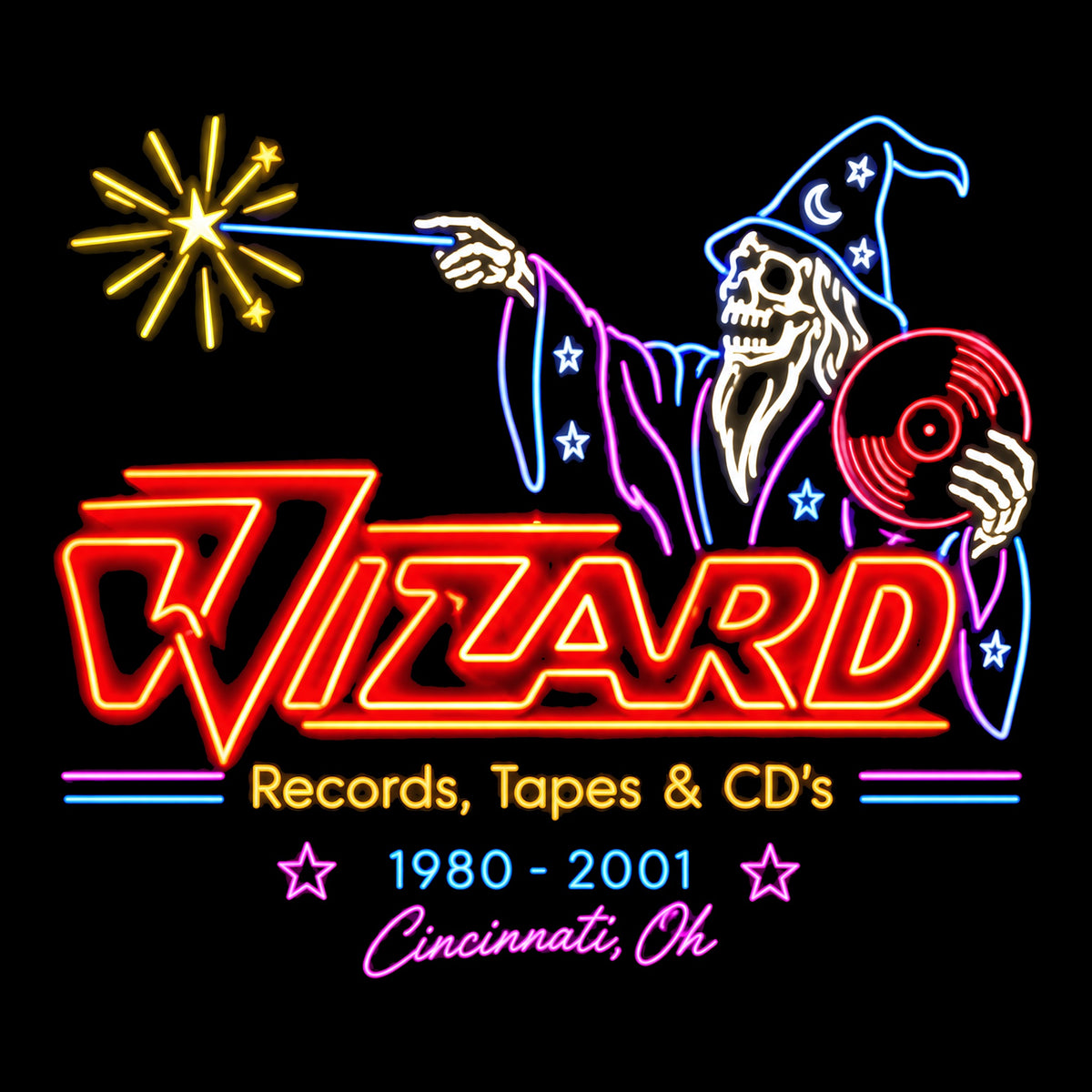 Wizard Records Tee Black Design