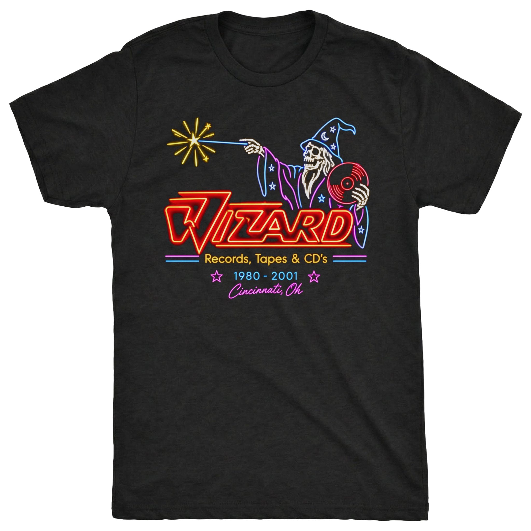 Wizard Records Tee Black Mockup