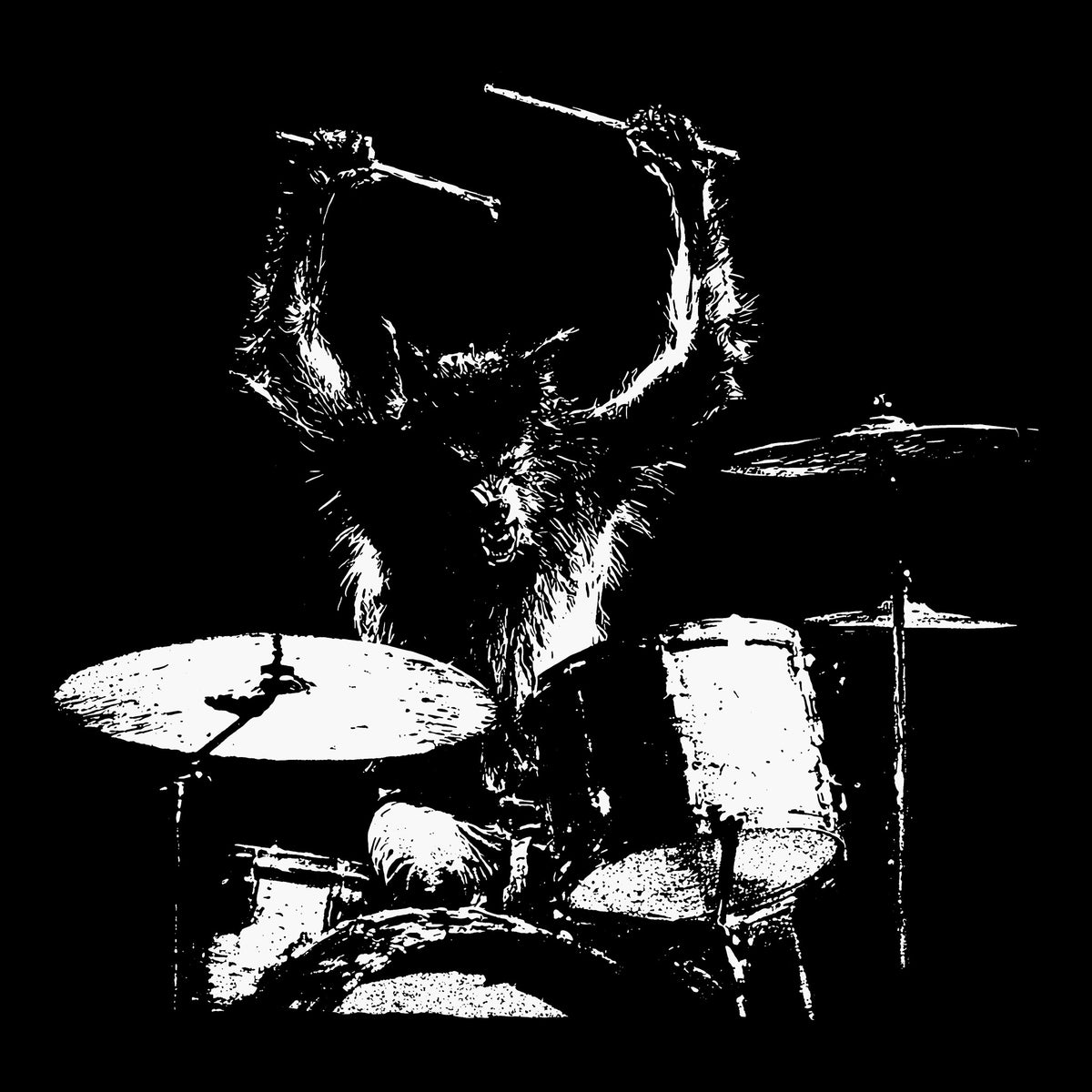 Wolfman Drums Tee Black Design