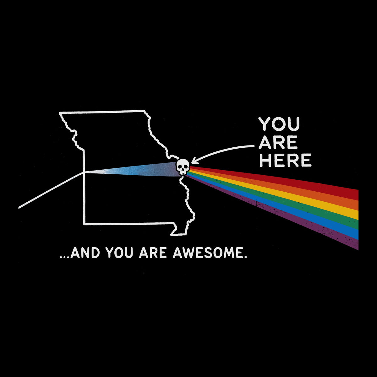 You Are Here Tee Black Design